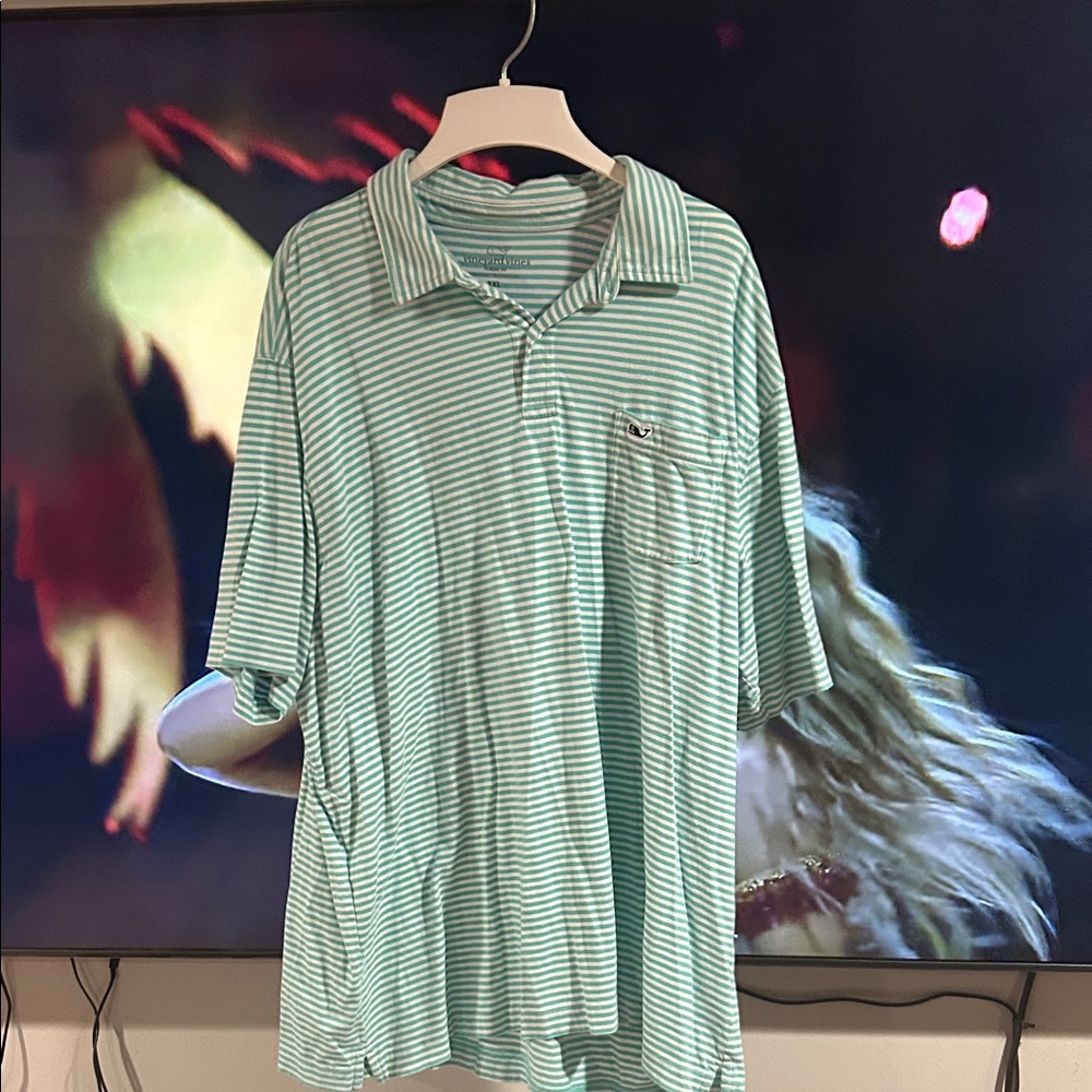 Men's Green Striped Polo - Vineyard Vines